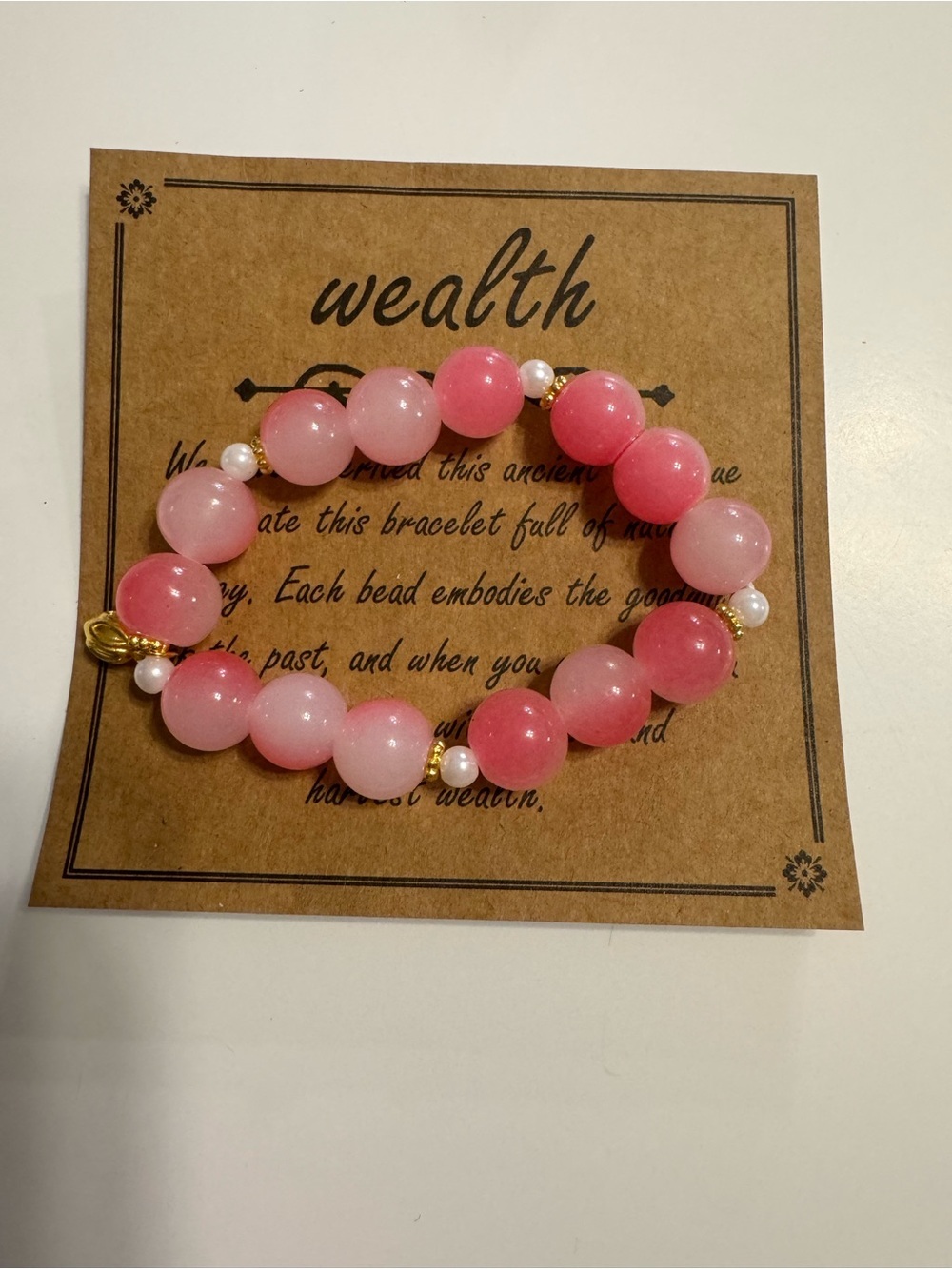 Pink Beaded Stretch Bracelet - Wealth